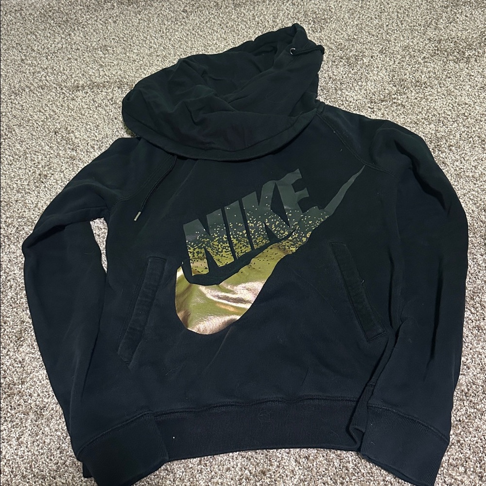 Nike Black Sweatshirt with Metallic Gold Swoosh